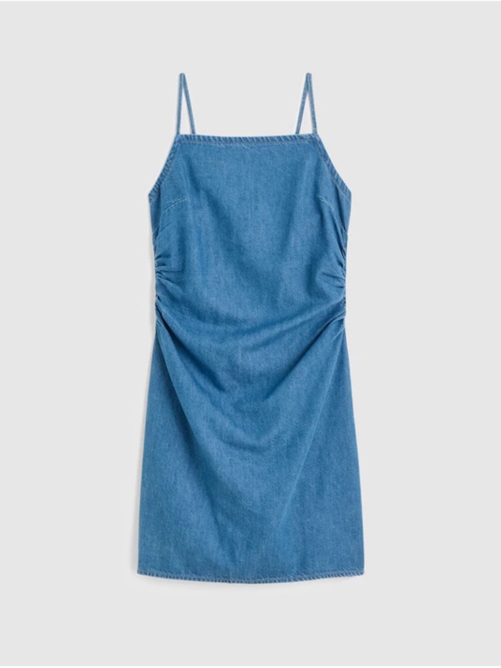 Madewell Denim Ruched Squareneck Mini Dress